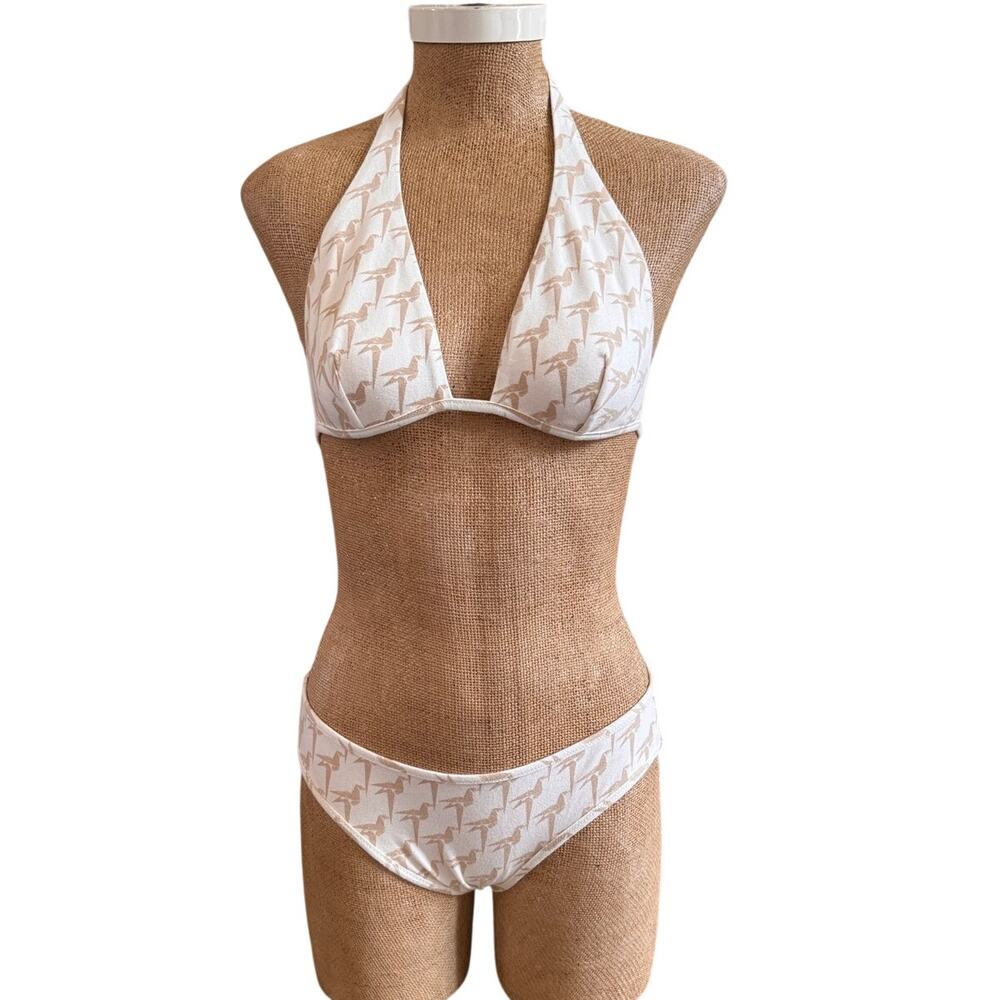 Stella McCartney Bird Print Beading Bathing Swim Suit Size 40 US 4 Small Luxury